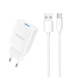 Dudao A4EU USB-A 2,1 A Wandladegerät – weiß + USB-A – USB-C-Kabel