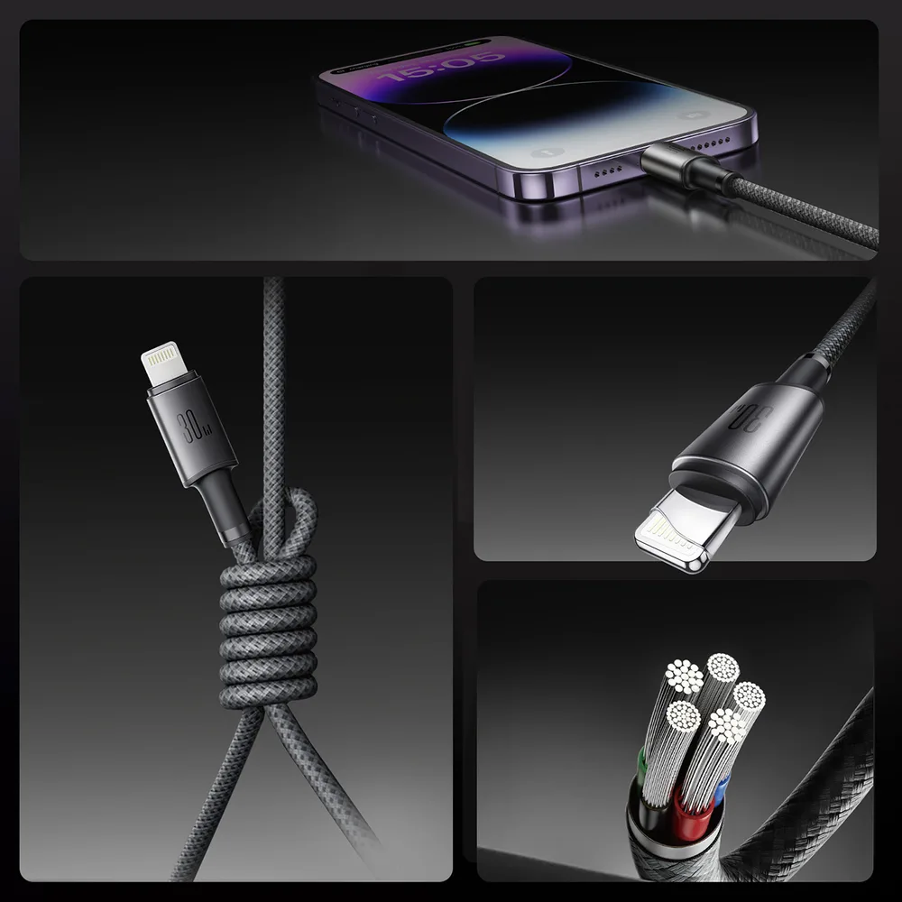 Joyroom S-A50 Unlimited Series 60W USB-C – Lightning Kabel mit magnetischem Organizer 1,2 m – Grau – Bild 6
