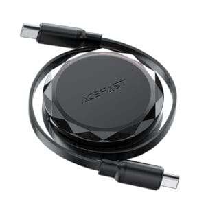 Acefast C13-03 USB-C – USB-C 60 W einziehbares Kabel – Schwarz