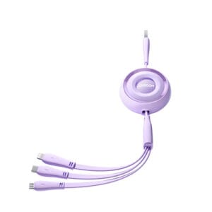 Joyroom Colourful Series S-A40-Kabel, einziehbares 3-in-1-USB-A - USB-C / Lightning / Micro-USB 1 m - Lila (Kopie)