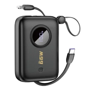 Dudao K14 10000mAh Powerbank mit USB-C / Lightning Kabel - schwarz