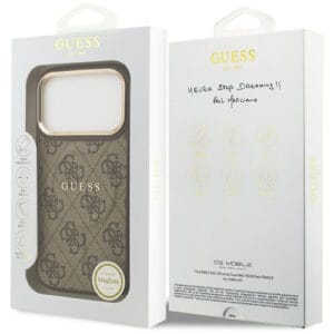 Guess 4G PU Classic Logo MagSafe Case für iPhone 17 Pro - Braun