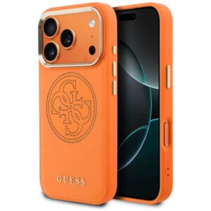 Guess PU Perforierte 4G Logo MagSafe Hülle für iPhone 17 Pro Orange