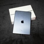 High-quality image of an iPad with a box, perfect for product photography showcasing technology.