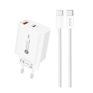 A6MaxL 20W USB-A USB-C Wandladegerät mit USB-C - USB-C 1m Kabel - weiß